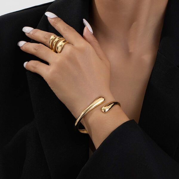 Gold Bangle Bracelets for Women Teens Trendy Chunky Adjustable Twist Cuff Bracelet Jewelry Gifts