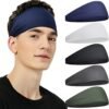 Sports Headbands for Men (5 Pack),Moisture Wicking Workout Headband, Sweatband Headbands for Running,Cycling,Football,Yoga,Hairband for Women and Men