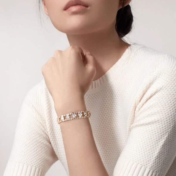 14K Gold Plated Women’s Tennis Bracelet – Sleek CZ Line Bracelet, Fits 6.0"–7.2" Wrist – Sparkly Everyday Jewelry Gift, Contemporary Tennis Bracelets for Women