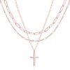 Layered Gold Necklaces for Women,Stackable Dainty 14K Gold Silver Plated Trendy Circle Paperclip Chain Pendant Choker Necklace,Simpl Diamond Cross Bow Jewelry Set Gifts for Women