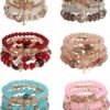 Bohemian Boho Stackable Bracelets for Women Set, Girls Stretch Multilayer Stack Beads Colorful Beaded Charm Bracelets Girl Handmade Jewelry