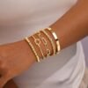 813j76HbJDL._AC_SL1500 Gold Bracelets for Women Non Tarnish, 14K Gold Plated Chunky Cuff Bracelet Gold Bangles Bracelet for Women Trendy Tie Knot Cuban Rope Paperclip Beaded Bracelet Stack Jewelry Gifts