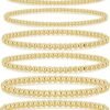 Gold Bracelets for Women Waterproof, 14K Gold Plated Beaded Strand Bead Ball Bracelets stack Adjustable Jewelry Set for Gifts