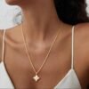 Gold Clover Necklace for Women Dainty 14K Gold Plated CZ Pendant Necklace Adjustable Chain Choker Charm Colorful Clover Pendant Lucky Necklaces for Women Jewelry