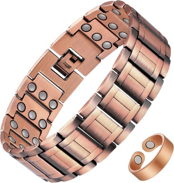 81CStyXoMsL._AC_SL1500 Men's Copper Bracelet,3X Strength 99.99% Pure Copper Magnetic Bracelets with Magnets,Adjustable Length with Sizing Tool