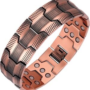 Men's Copper Bracelet,3X Strength 99.99% Pure Copper Magnetic Bracelets with Magnets,Adjustable Length with Sizing Tool