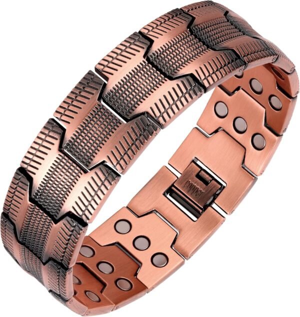 81IFedSODSL._AC_SL1500 Men's Copper Bracelet,3X Strength 99.99% Pure Copper Magnetic Bracelets with Magnets,Adjustable Length with Sizing Tool