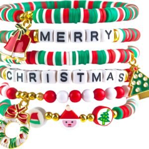 Stocking Stuffers - 6 Pack Bracelets for Teens Women| Christmas Gifts for Women Men Adults - Christmas Decorations Accessories Shirts Outfits | Xmas Sweater Dresses for Girls 2025