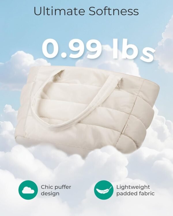 Tote Bag for Women, Lightweight Puffy Tote Bag with Compartments Shoulder Bag Handbag for Travel, Work, Gym