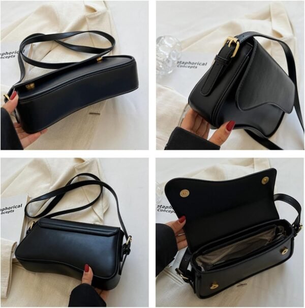 Shoulder Bag for Women Y2K Trendy Purse Vegan Leather Hobo Handbags Clutch Saddle Bag with 2 Removable Strap