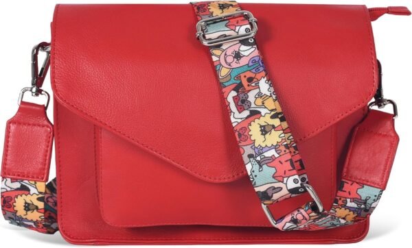 Leather Flapover Crossbody Handbag Purse for Women with Adjustable Strap & Overflap Snap Closure Tote/Bag