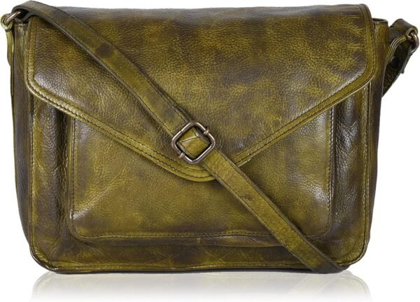 Leather Flapover Crossbody Handbag Purse for Women with Adjustable Strap & Overflap Snap Closure Tote/Bag