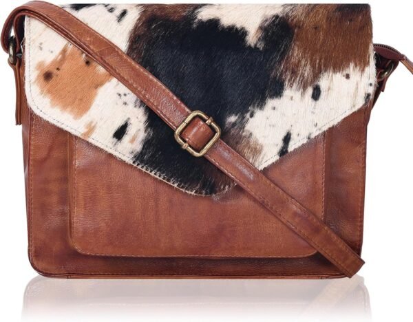 Leather Flapover Crossbody Handbag Purse for Women with Adjustable Strap & Overflap Snap Closure Tote/Bag