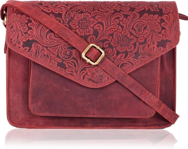 Leather Flapover Crossbody Handbag Purse for Women with Adjustable Strap & Overflap Snap Closure Tote/Bag